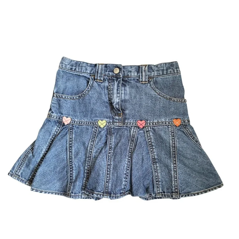 GYMBOREE Blue Adjustable Waist 100% Cotton Denim Jean Skort - Girls 8